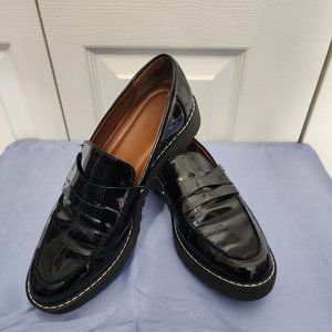 Franco Sarto Women's Black Patent Leather Penny Loafers Size 7.5M
